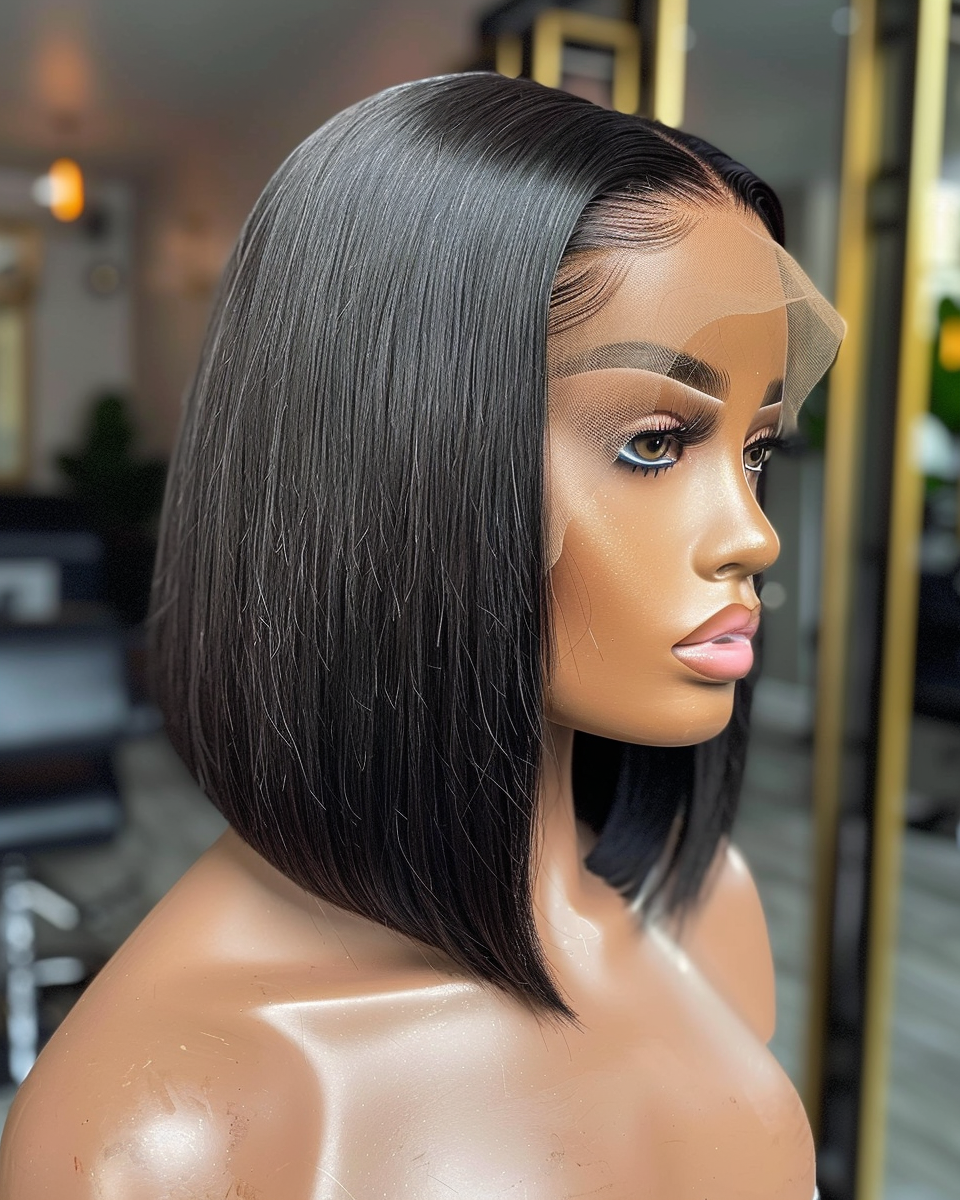 Bone Straight Bob Wigs Transparent 7X5