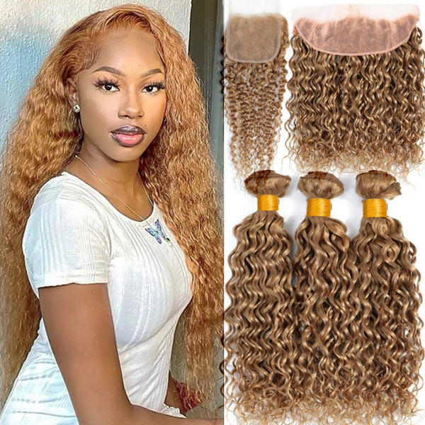 #27 Honey Blonde Human Hair Water Wave