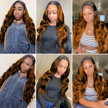 1B/30 Ombre Brown Body Wave Bundles With Closure/Forntal