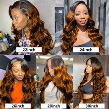 1B/30 Ombre Brown Body Wave Bundles With Closure/Forntal