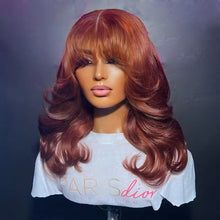 Reddish Brown Colored Body Wave With Bangs