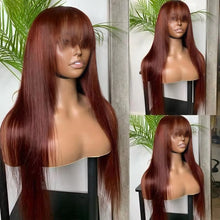 Reddish Brown Colored Body Wave With Bangs