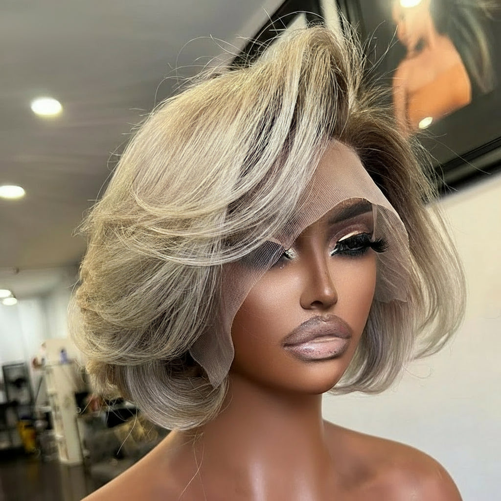 Light Gray Blonde Short Bob