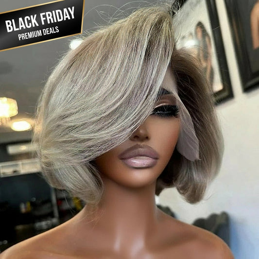 Light Gray Blonde Short Bob